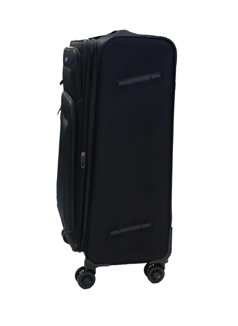 جيوردانو GIORDANO Casablanca Series Check-In Large Suitcase Black, Soft Nylon Lightweight Durable Expandable 4 Wheels Luggage Trolley Bag 28" With Secure 3 Digit Number Lock.