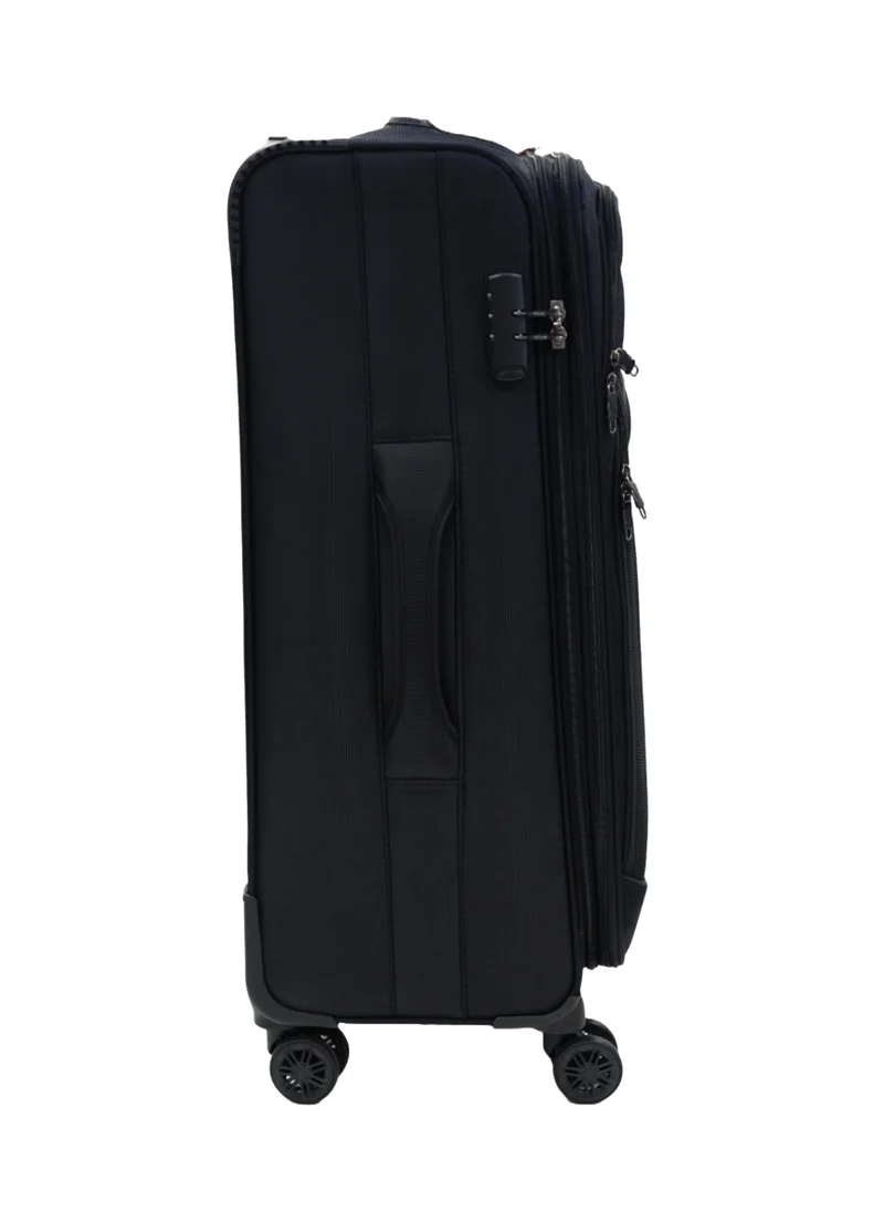 GIORDANO GIORDANO Casablanca Series Check-In Large Suitcase Black, Soft Nylon Lightweight Durable Expandable 4 Wheels Luggage Trolley Bag 28" With Secure 3 Digit Number Lock.