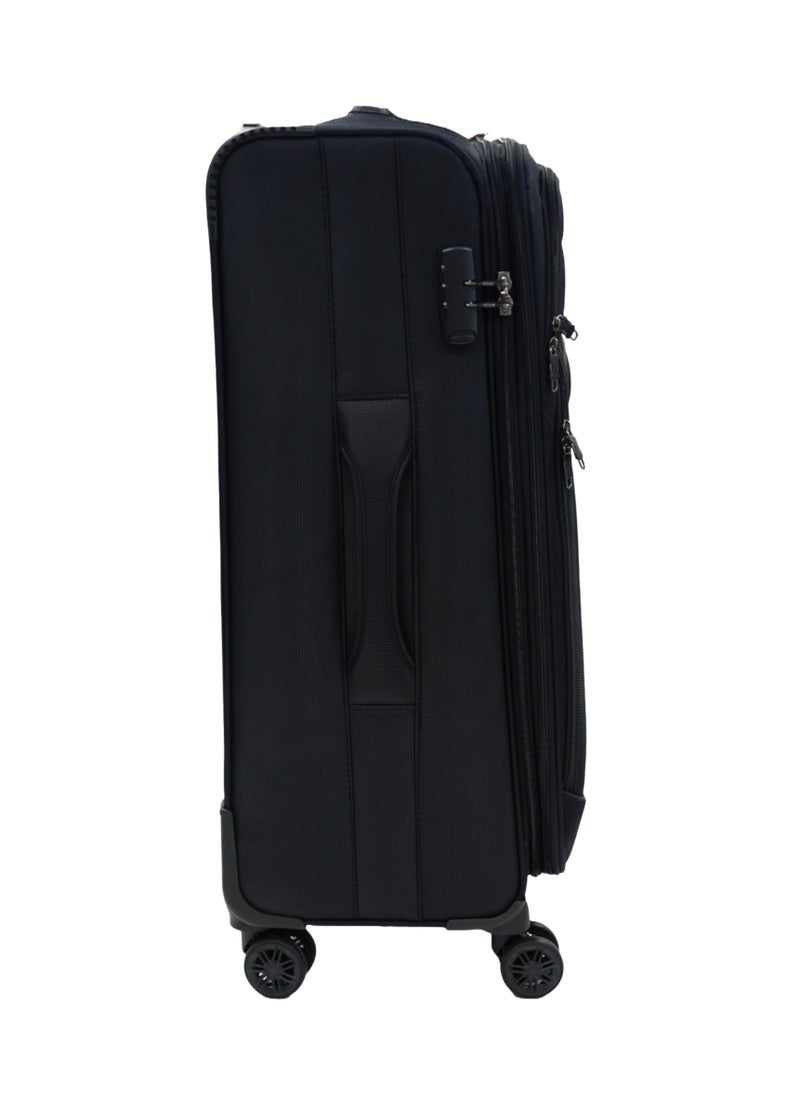 GIORDANO - GIORDANO Casablanca Series Check-In Large Suitcase Black, Soft Nylon Lightweight Durable Expandable 4 Wheels Luggage Trolley Bag 28" With Secure 3 Digit Number Lock. - Image 1