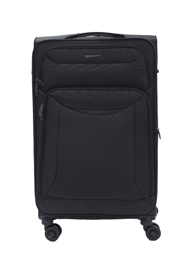 GIORDANO - GIORDANO Casablanca Series Check-In Large Suitcase Black, Soft Nylon Lightweight Durable Expandable 4 Wheels Luggage Trolley Bag 28" With Secure 3 Digit Number Lock. - Image 1