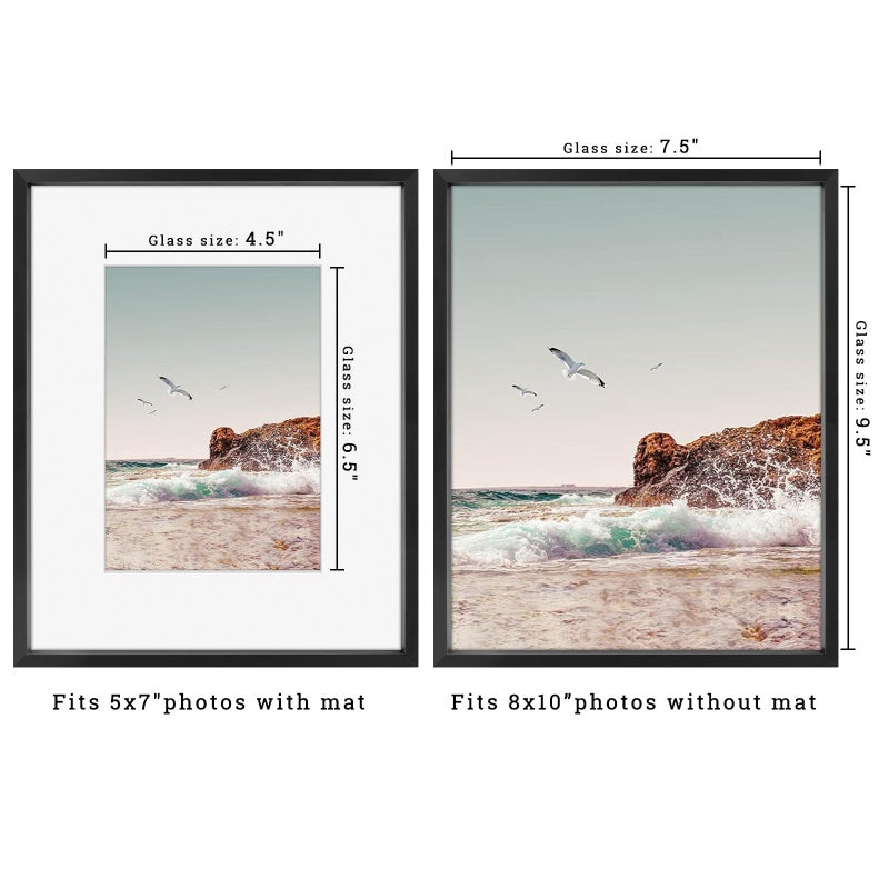 Frametory, 8x10 Metal Picture Frame with Mat for 5x7 Picture & Real Glass, Aluminum Photo Frame Collection (Black, 1 Pack) - Image 2