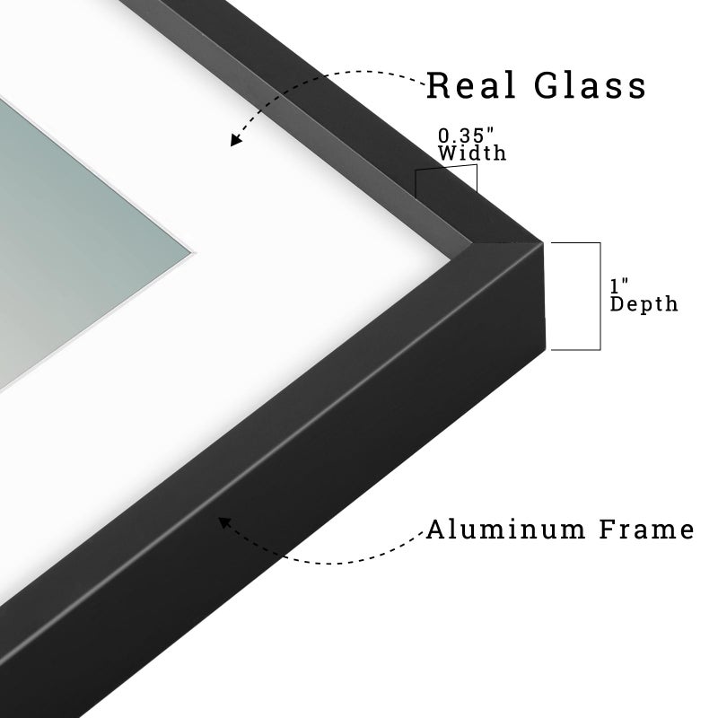 Frametory, 8x10 Metal Picture Frame with Mat for 5x7 Picture & Real Glass, Aluminum Photo Frame Collection (Black, 1 Pack) - Image 3
