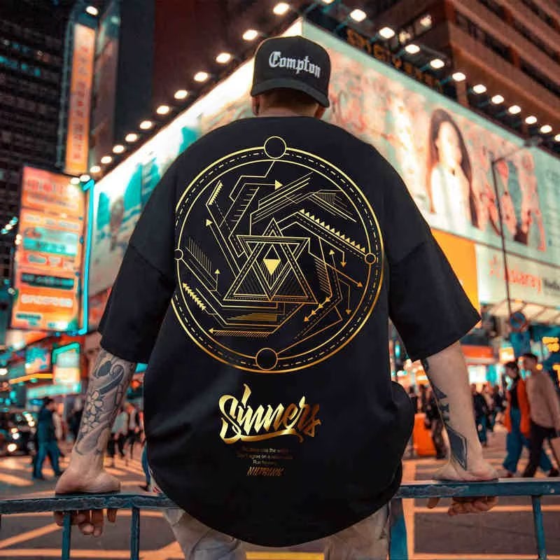 American-style Hip-hop Short-sleeved T-shirt Men's Summer Instagram Popular Brand All-match Half-sleeved Top Hong Kong-style Loose Large Size Round Neck T-shirt - Image 2