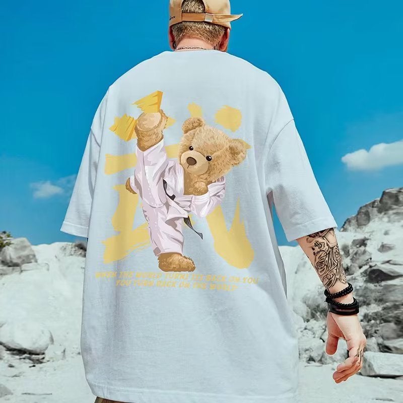 American-style Hip-hop Short-sleeved T-shirt Men's Summer Instagram Popular Brand All-match Half-sleeved Top Hong Kong-style Loose Large Size Round Neck T-shirt - Image 1