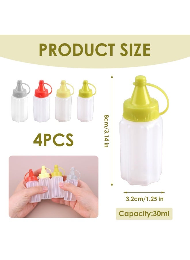 4 Pcs Mini Squeezable Sauce Containers, 30ml Portable Condiment Bottles with Screw Caps, Leak-Proof for Salad Dressing Ketchup - Image 3