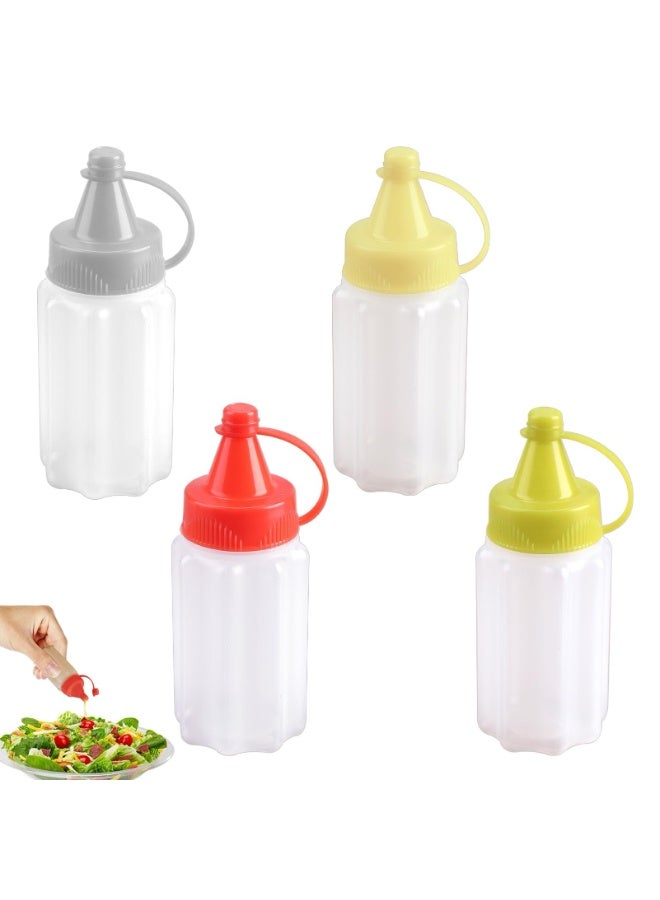 4 Pcs Mini Squeezable Sauce Containers, 30ml Portable Condiment Bottles with Screw Caps, Leak-Proof for Salad Dressing Ketchup - Image 1