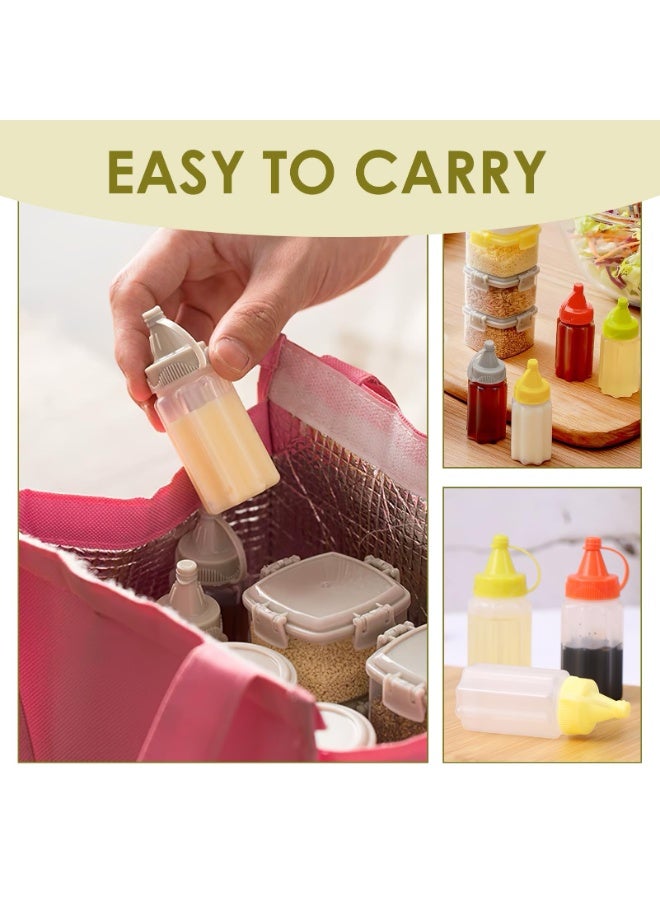 4 Pcs Mini Squeezable Sauce Containers, 30ml Portable Condiment Bottles with Screw Caps, Leak-Proof for Salad Dressing Ketchup - Image 4