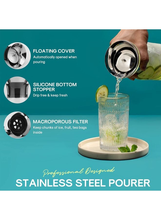 LAMAY Drip-free Carafe with Stainless Steel Flip-top Lid, Hot and Cold Glass Water Pitcher, Coffee, Iced Tea, Beverage Decanting (1000ml? - Image 3