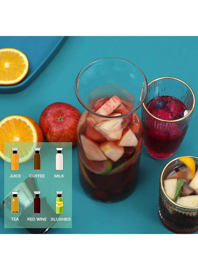 LAMAY Drip-free Carafe with Stainless Steel Flip-top Lid, Hot and Cold Glass Water Pitcher, Coffee, Iced Tea, Beverage Decanting (1000ml? - Image 4