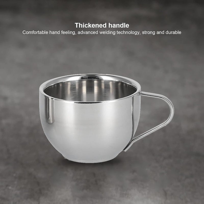 كلاراكو أكواب قهوة من الفولاذ المقاوم للصدأ، مجموعة من 3 أكواب قهوة معزولة من الفولاذ المقاوم للصدأ، أكواب مزدوجة الجدار من الفولاذ المقاوم للصدأ، أكواب شاي بالحليب مع صحن وملعقة، أكواب للقهوة واللاتيه والشاي وكوب كابتشينو رائع - Image 3