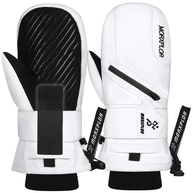 MORXPLOR Ski Mittens with Wrist Guards Low Profile,Double-Side Wrist Protection Pair Snowboarding Mitten - Image 1