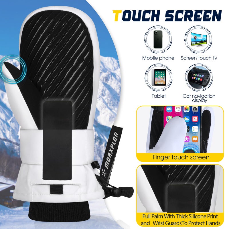 MORXPLOR Ski Mittens with Wrist Guards Low Profile,Double-Side Wrist Protection Pair Snowboarding Mitten - Image 4