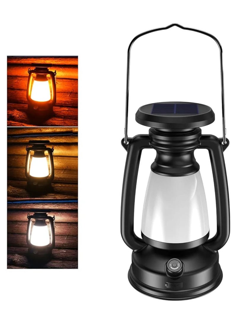 4000mAh Classic Solar-Powered Rechargeable Camping Lantern: Vintage Style for Hiking, Hunting, and Fishing. Brightness adjustable and eco-friendly for outdoor adventures  - Image 1
