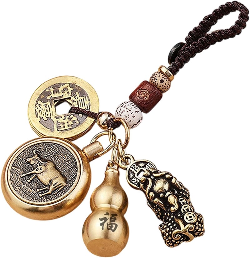 Vintage Brass Keychain Pendant Decorative Accessories Car Interior Hanging Pendant Lucky Charm Animal Themed Craft Brass - Image 4