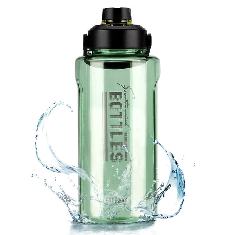 Olerd Half Gallon/64oz Water Bottle With Handle, 2L Leak proof BPA Free Fitness Sports Water Jug, Ensure You Drink Enough Water Daily for Gym and Outdoor Sports(Green) - Image 1