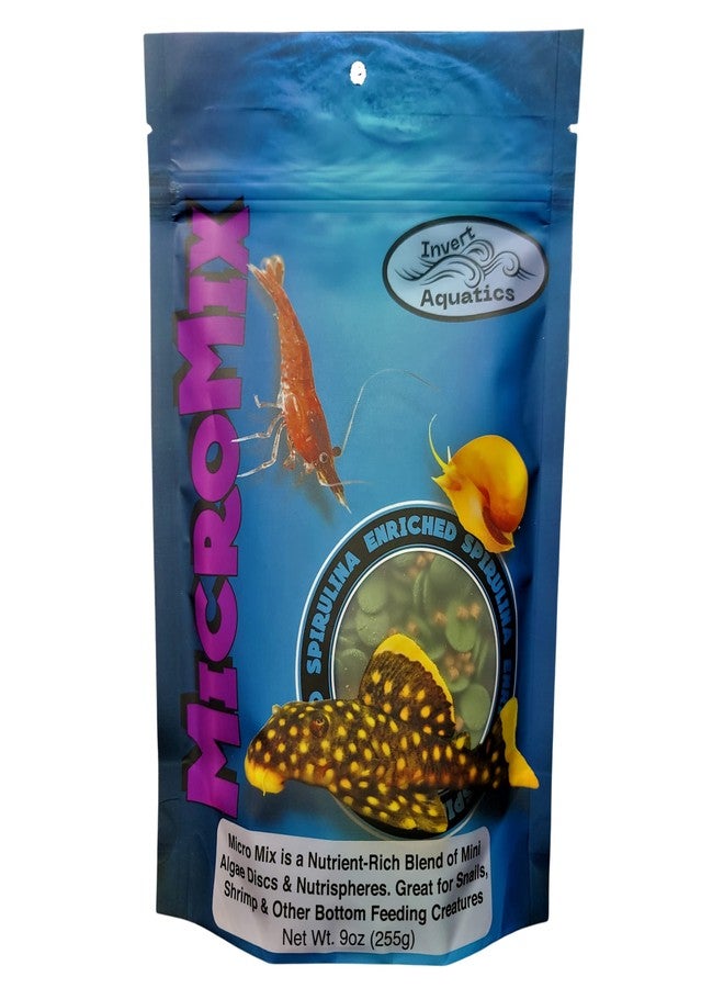 Invert Aquatics Micro Mix - Sinking Blended Diet for Snails, Shrimp & Bottom Feeding Fish (9 oz (255g)) - Image 1