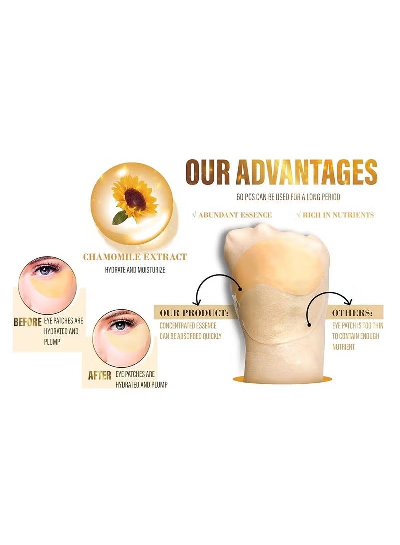 SEOMOU 60 Pcs Supplement Collagen Eye Mask(30 Pairs)| Under Eye Patches for Eye Bags & Anti-Aging Treatment | Reduces Dark Circles,Puffiness,Wrinkles | Hydrogel Eye Patch | Under Eye Mask Set - Image 3