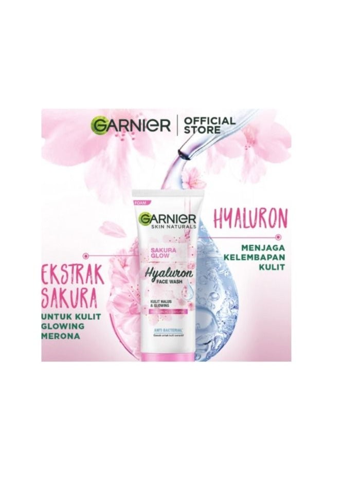 Garnier - Sakura Glow Hyaluron Face Wash Foam - 100ml - Image 1