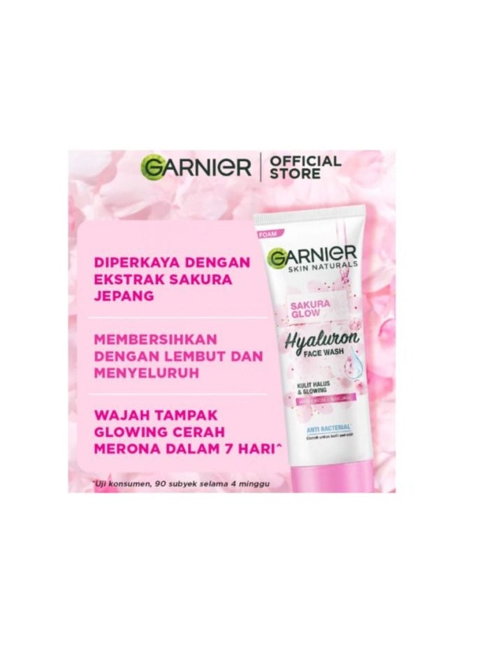 Garnier - Sakura Glow Hyaluron Face Wash Foam - 100ml - Image 1