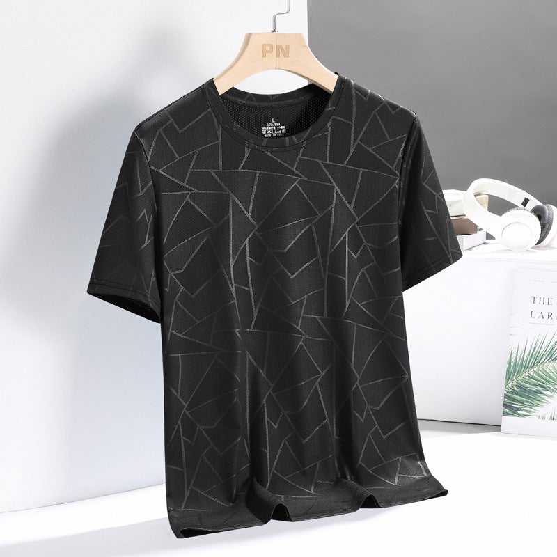 Ice Silk Casual Sports Short-Sleeved T-Shirt Men'S Summer Thin Breathable Mesh Trendy Brand Loose Half-Sleeved T-Shirt Clothes - Image 1