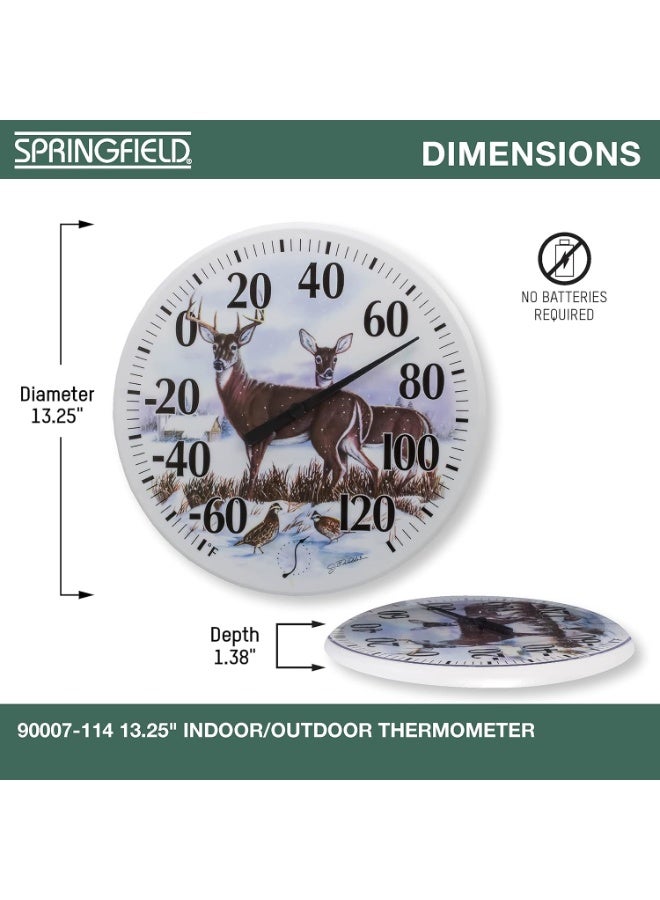 Springfield Indoor Outdoor Thermometer, Wireless Outdoor Thermometer with Large Numbers for Patio, Pool, and Indoor Areas, 13.25-Inch, Winter Deer - Image 2