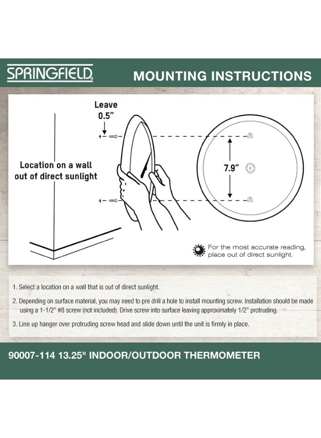 Springfield Indoor Outdoor Thermometer, Wireless Outdoor Thermometer with Large Numbers for Patio, Pool, and Indoor Areas, 13.25-Inch, Winter Deer - Image 4