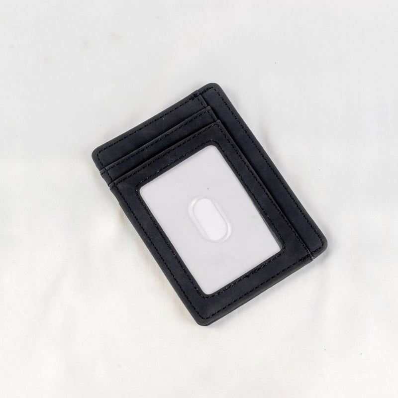 حاملة بطاقات جلد أسود تحتوي على جيوب متعددة للبطاقات - Image 1