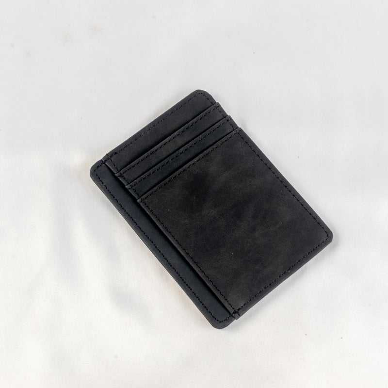 حاملة بطاقات جلد أسود تحتوي على جيوب متعددة للبطاقات - Image 2