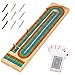 FUNPENY Traditional Wooden Cribbage Board Game Set 3Track Color Coded with Metal Pegs and Deck of Playing Cards - Image 2