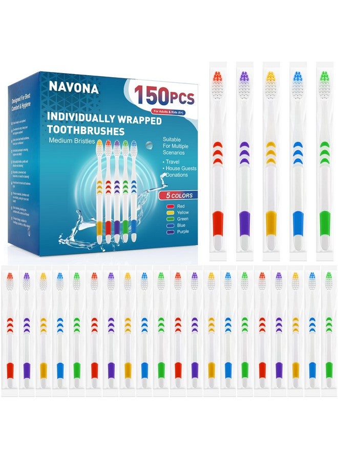 Navona 150 PCS Individually Wrapped Bulk Toothbrush Pack, Disposable Toothbrush, Soft Toothbrush for Adult or Kid, Soft Bristle Toothbrush, Ergonomics Handle, Perfect for Travel, Hotel, Donation - Image 1