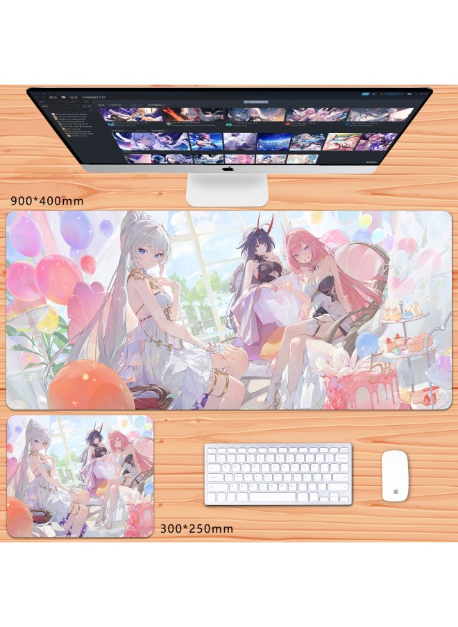 Generic - No Overlock Honkai Impact 3 Mouse Pad Extra Large Animation Kiana Dem Lisa Alicia Two-Dimensional Notebook-Color:120x60cm Thickness 3mm-Pattern:Candy Dreamland - Image 1