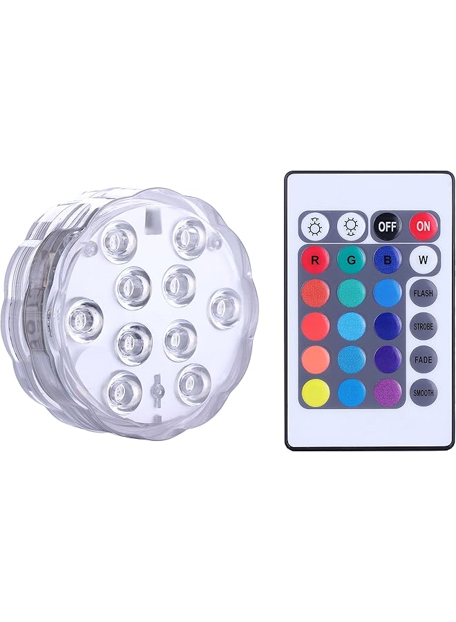 erorex Submersible Led Lights Remote Control Battery Powered Rgb Multi Color Changing Waterproof Light For Pool Vase Base Spa Aquarium Pond Hot Tub Decoration Party Set Of 1 - Image 1