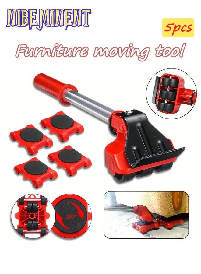 NIBEMINENT 5pcs Heavy Duty Moving Set, Furniture Lift, Furniture Slide Kit, Furniture Moving Roller Tool, Heavy Duty Moving Tool, Pulley Base for Moving Large Items, Easy to Redesign and Rearrange Living Space Sofa - Image 1