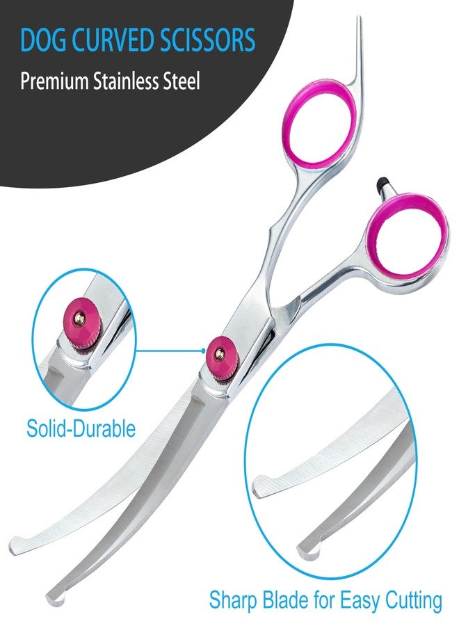 lengnoyp 5 in 1 Premium Dog Grooming Scissors, Professional Dog Scissors for Grooming with Safety Round Tips, Lengnoyp Stainless Steel Thinning Shears, Pet Cat Shears for Grooming Kit, Pink - Image 4