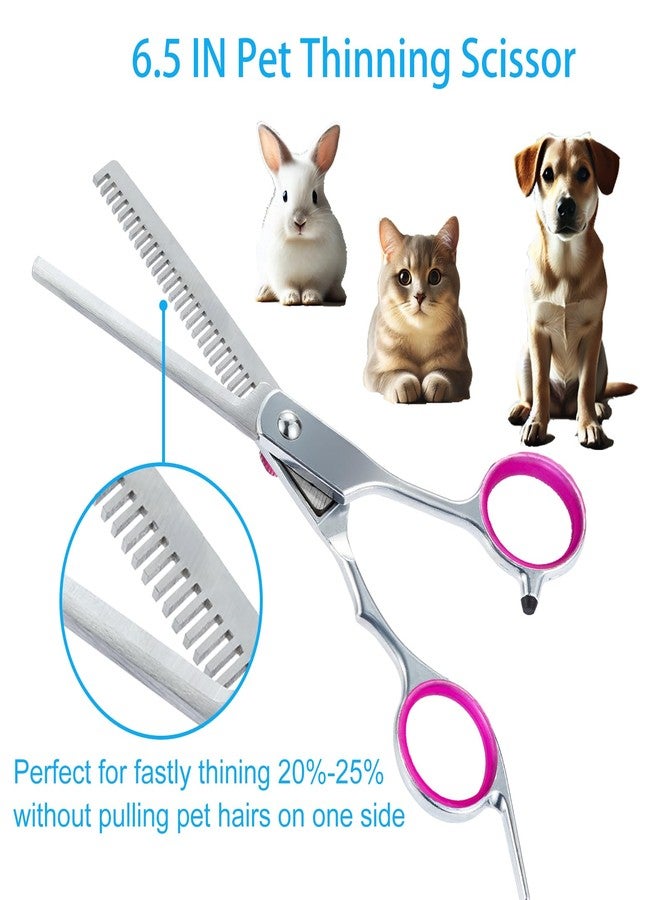 lengnoyp 5 in 1 Premium Dog Grooming Scissors, Professional Dog Scissors for Grooming with Safety Round Tips, Lengnoyp Stainless Steel Thinning Shears, Pet Cat Shears for Grooming Kit, Pink - Image 5