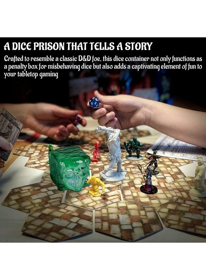سي زد واي واي سجن مكعبات النرد الجيلاتينية على شكل جمجمة - حامل نرد من الراتنج الشفاف والقفص - إكسسوارات وهدايا مثالية للاعبي ألعاب تقمص الأدوار على الطاولة (جمجمة) - Image 2
