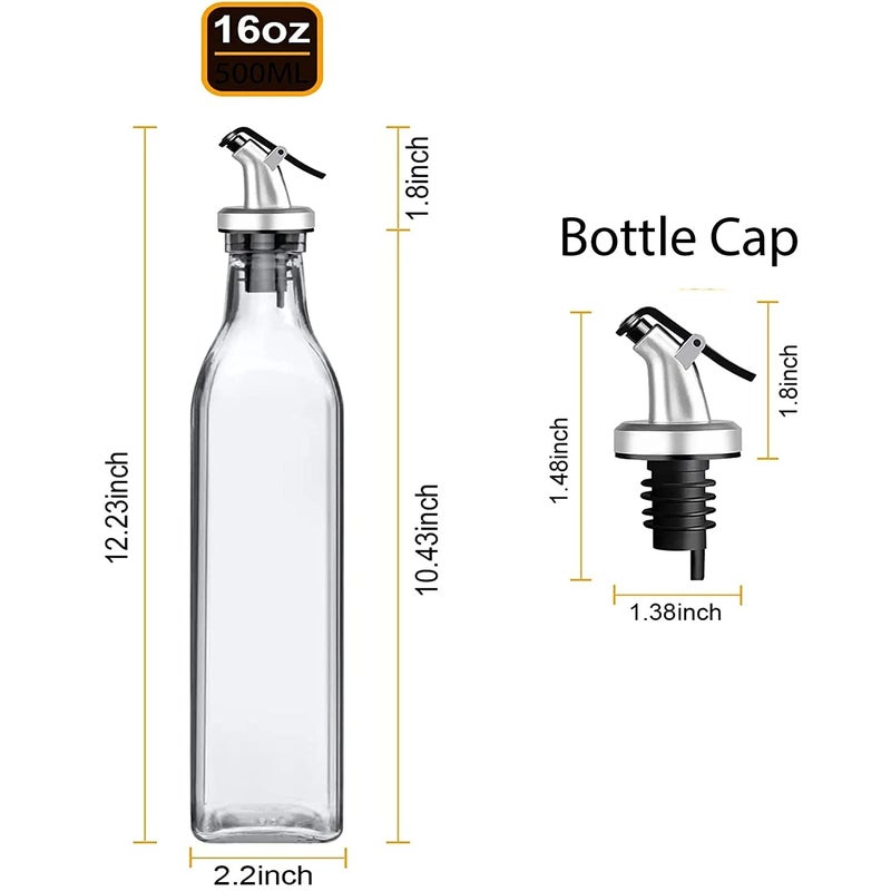 WEZOSHINET Glass Oil Dispenser Bottle for Kitchen Clear Vinegar Cruet Leakproof Airtight cork transparent Cooking Oil Container 500ML pack of 1 - Image 2