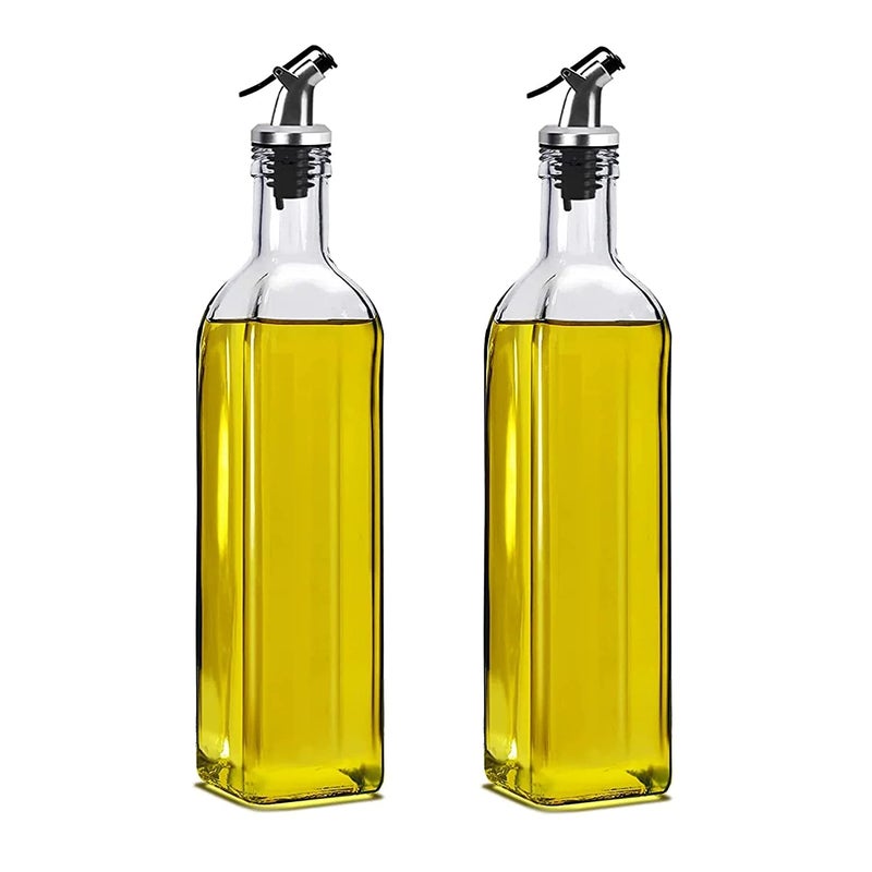 WEZOSHINET Glass Oil Dispenser Bottle for Kitchen Clear Vinegar Cruet Leakproof Airtight cork transparent Cooking Oil Container 500ML pack of 1 - Image 1