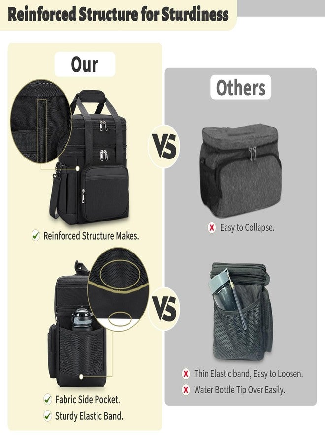 holuxer Insulated Lunch Bag & Lunch Box for Men - Double Deck Reusable Lunch Bag for Women Tote Cooler Bag Leakproof Soft Expandable - Extra Large Lunchbox for Work/Adult/Picnic/Outdoor (Black，22L) - Image 4