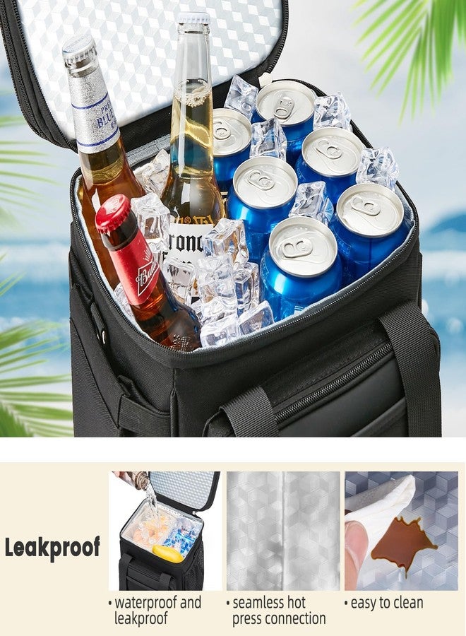 holuxer Insulated Lunch Bag & Lunch Box for Men - Double Deck Reusable Lunch Bag for Women Tote Cooler Bag Leakproof Soft Expandable - Extra Large Lunchbox for Work/Adult/Picnic/Outdoor (Black，22L) - Image 5