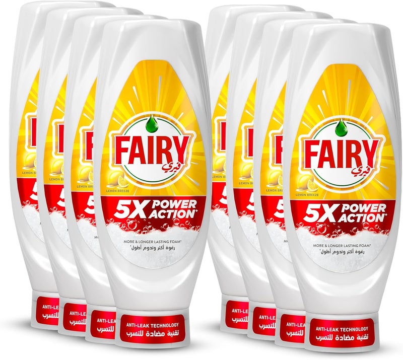 Fairy 5X Power Action Lemon Dishwashing Liquid Soap, 730ml - Pack of 8 - Image 1