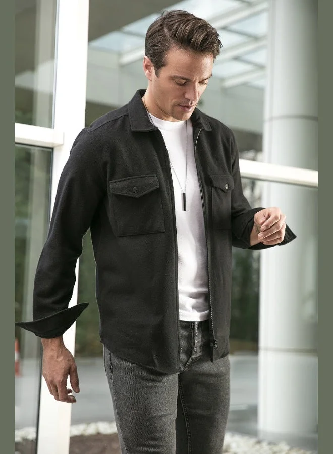 Buratti  Buratti Double Pocket Zippered Slim Fit Winter Shirt Men's SHIRT CF21W112925 for Men | Best Price UAE