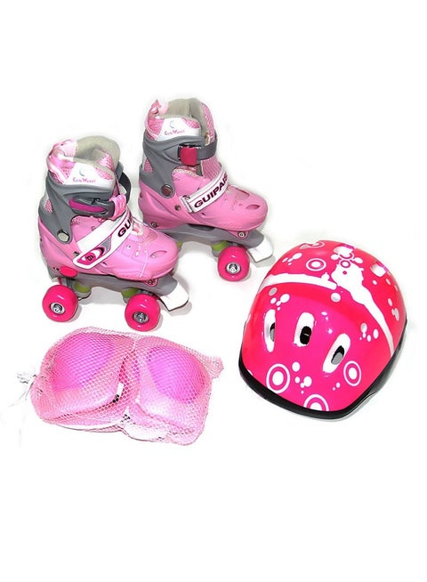 Pair Of unisex children's Roller Skate Shoes With Helmet And Knee Guards L (39-42) cm