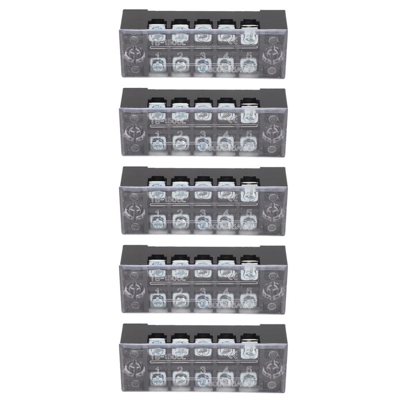 5 Sets Power Distribution Block M3 Screw Terminal 5 Terminals Bus Bar 600V 15A for Automobile Boat - Image 3