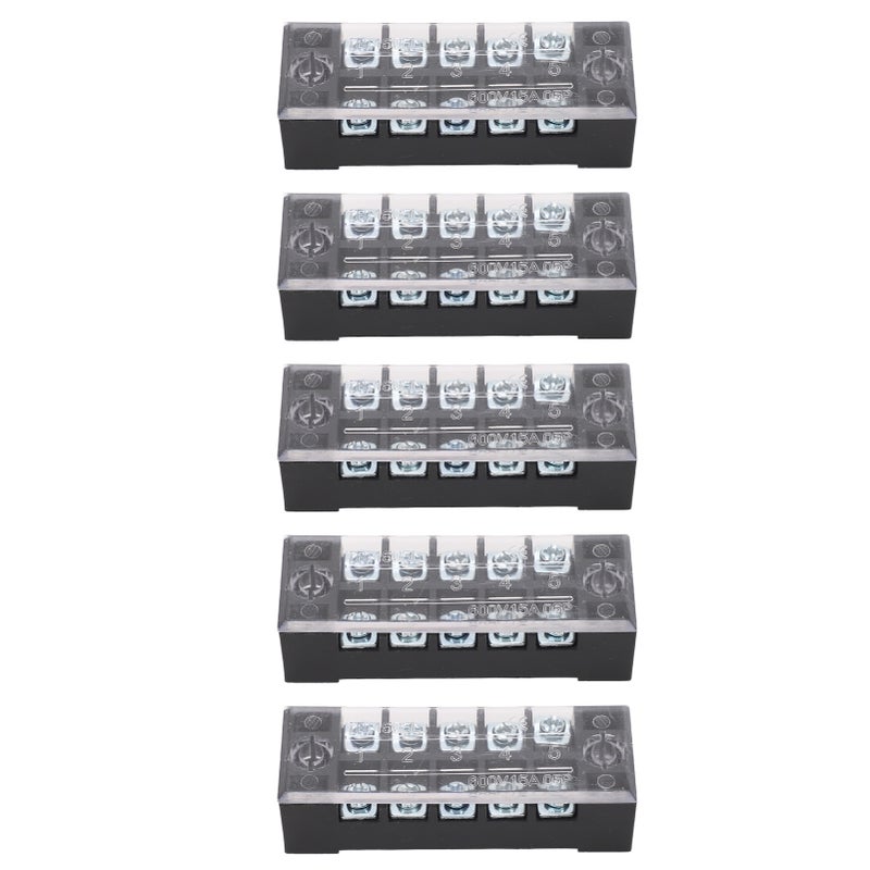 5 Sets Power Distribution Block M3 Screw Terminal 5 Terminals Bus Bar 600V 15A for Automobile Boat - Image 2