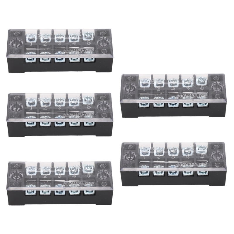 5 Sets Power Distribution Block M3 Screw Terminal 5 Terminals Bus Bar 600V 15A for Automobile Boat - Image 4