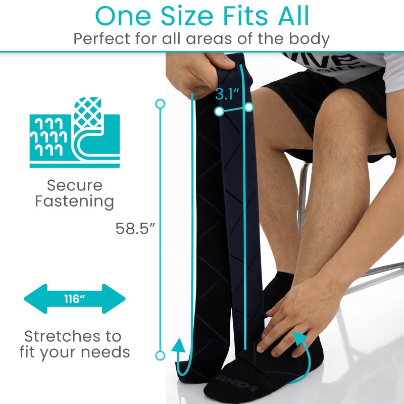 Vive Elastic Knee Wrap - Ankle, Foot, Calf & Wrist Support for Pain Relief - Compression Bandage for Legs, Edema, Weightlifting, Sports, Plantar Fasciitis (One Size) - Image 4