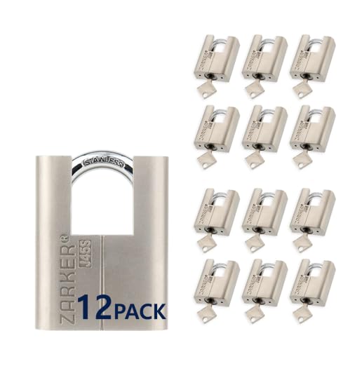 Zarker J45S keyed Alike Padlocks Heavy Duty Stainless Steel Shackle Lock 36 Keys Waterproof and Rustproof Storage Warehouses Garage Outdoors 12Pack - Image 1