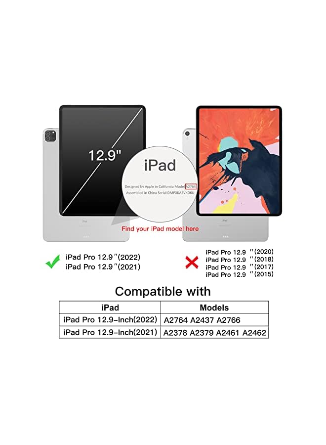 Jetech Case for iPad Pro 12.9-Inch (6th/5th Generation, 2022/2021 Model) with Pencil Holder, Support 2nd Pencil Charging, Slim Tablet Cover with Soft TPU Back, Auto Wake/Sleep (Navy) - Image 2