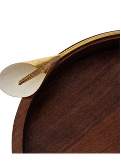 Dania Round Beech Wood Serving Tray With Golden Lily Decor  - Image 3